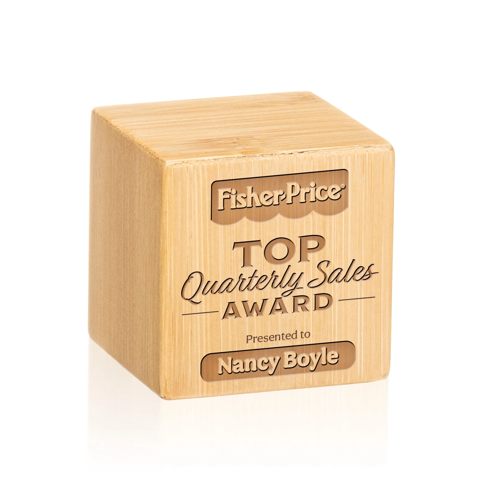 Custom Bamboo Cube Award, wood awards for corporate award ceremonies