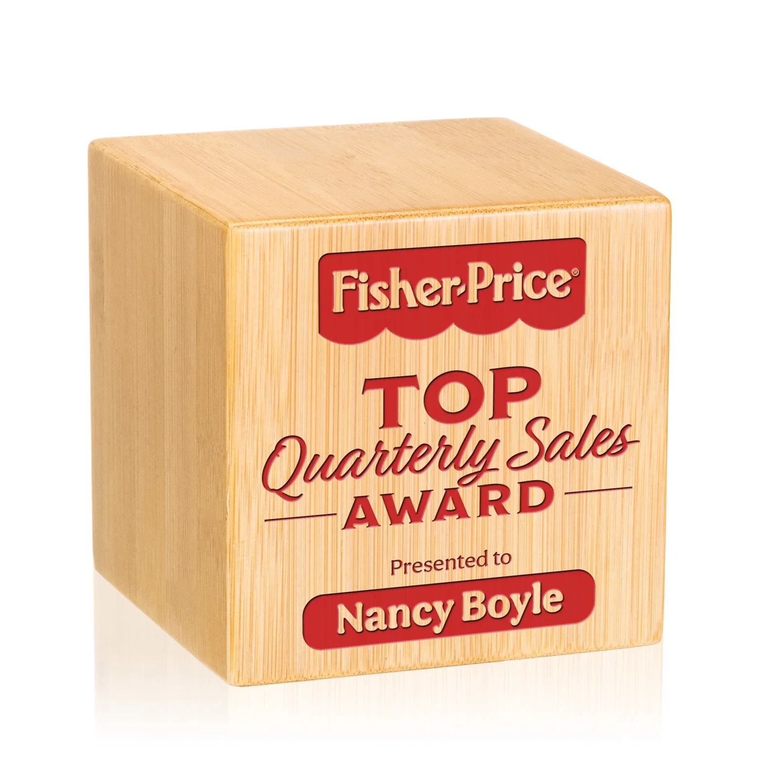 Custom Bamboo Cube Award, wood awards for graduation ceremonies