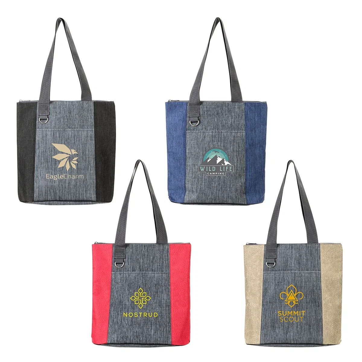 Custom Kenmore Heathered Polyester Event Tote, front view of the branded tote bag