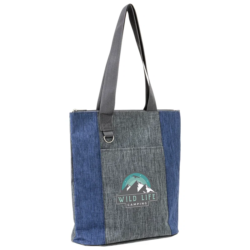 Group shot of Kenmore Heathered Polyester Event Tote units in multiple colors