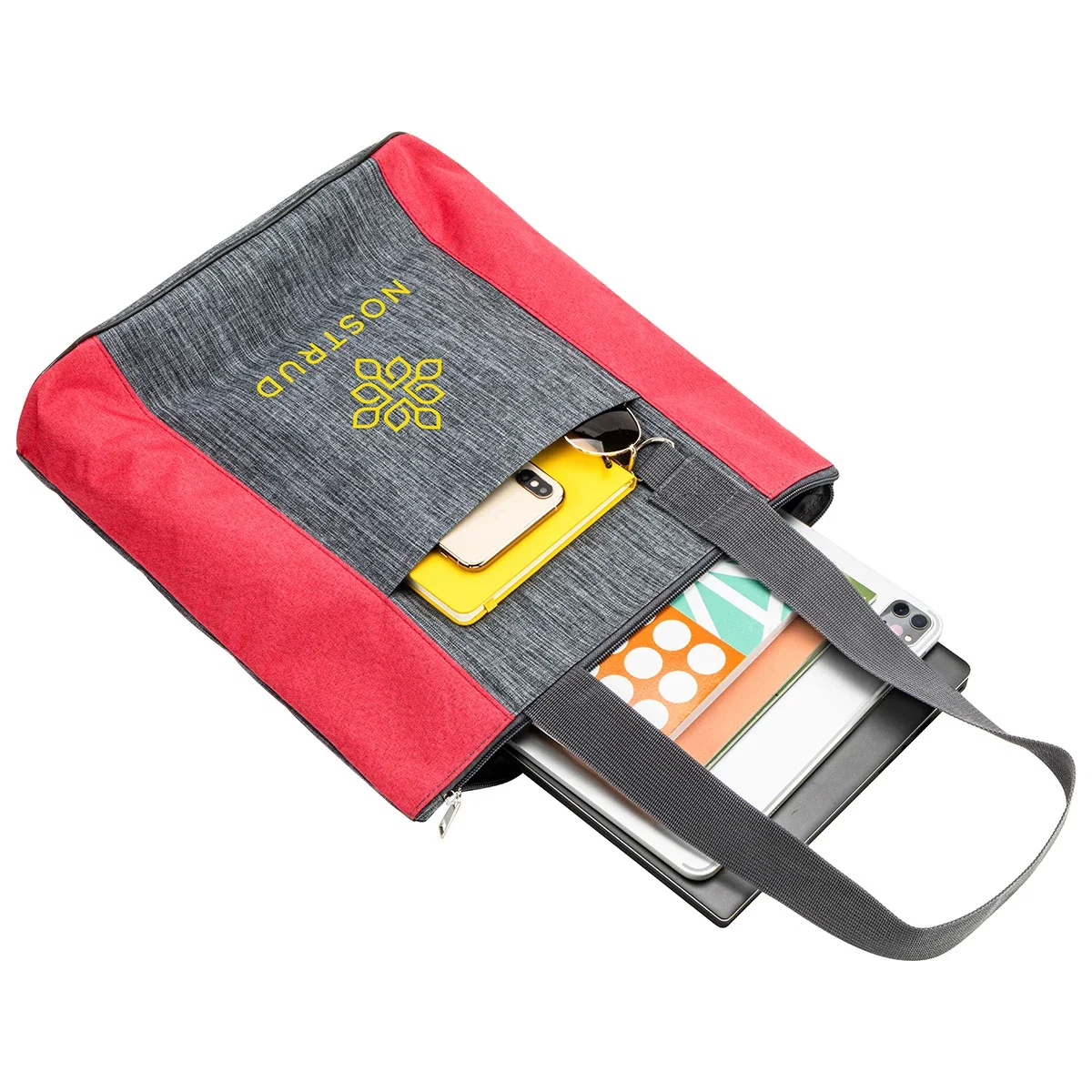 Back view of the branded Kenmore Heathered Polyester Event Tote showing the shoulder straps