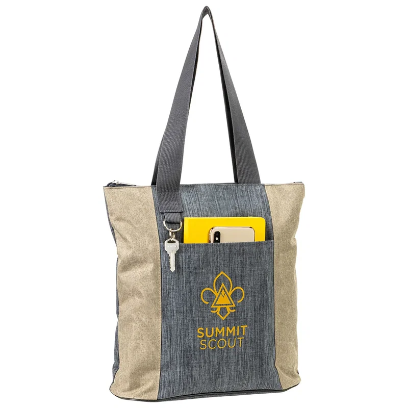 Angled view of the promotional Kenmore Heathered Polyester Event Tote