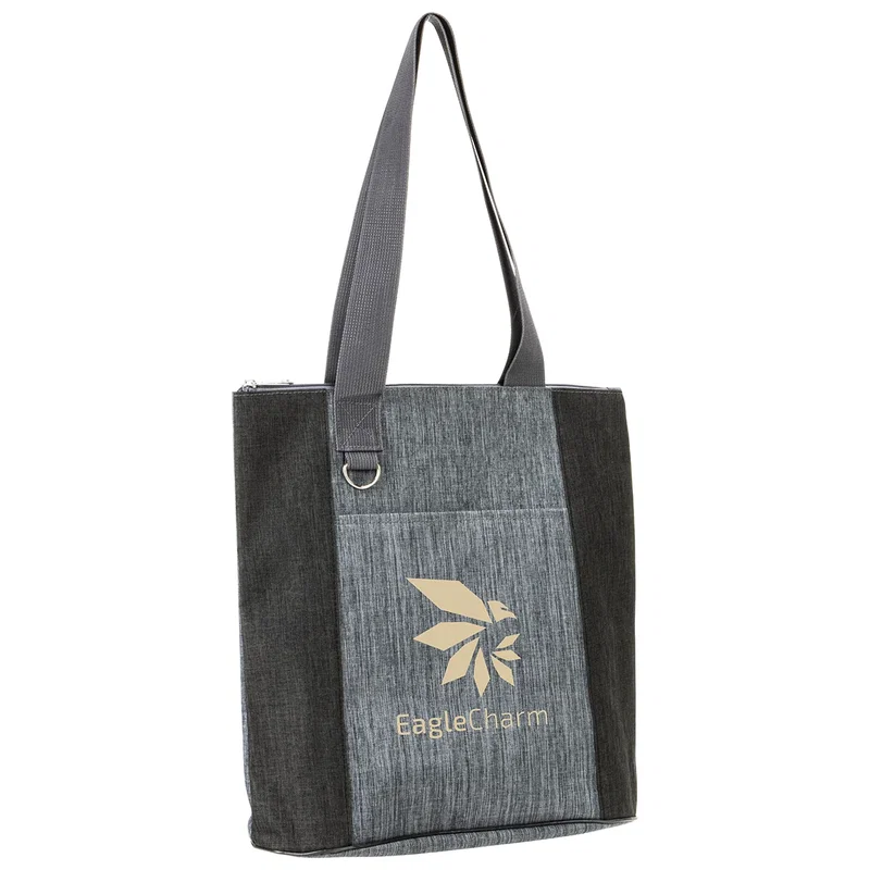 Bottom view of the custom Kenmore Heathered Polyester Event Tote showing the base panel
