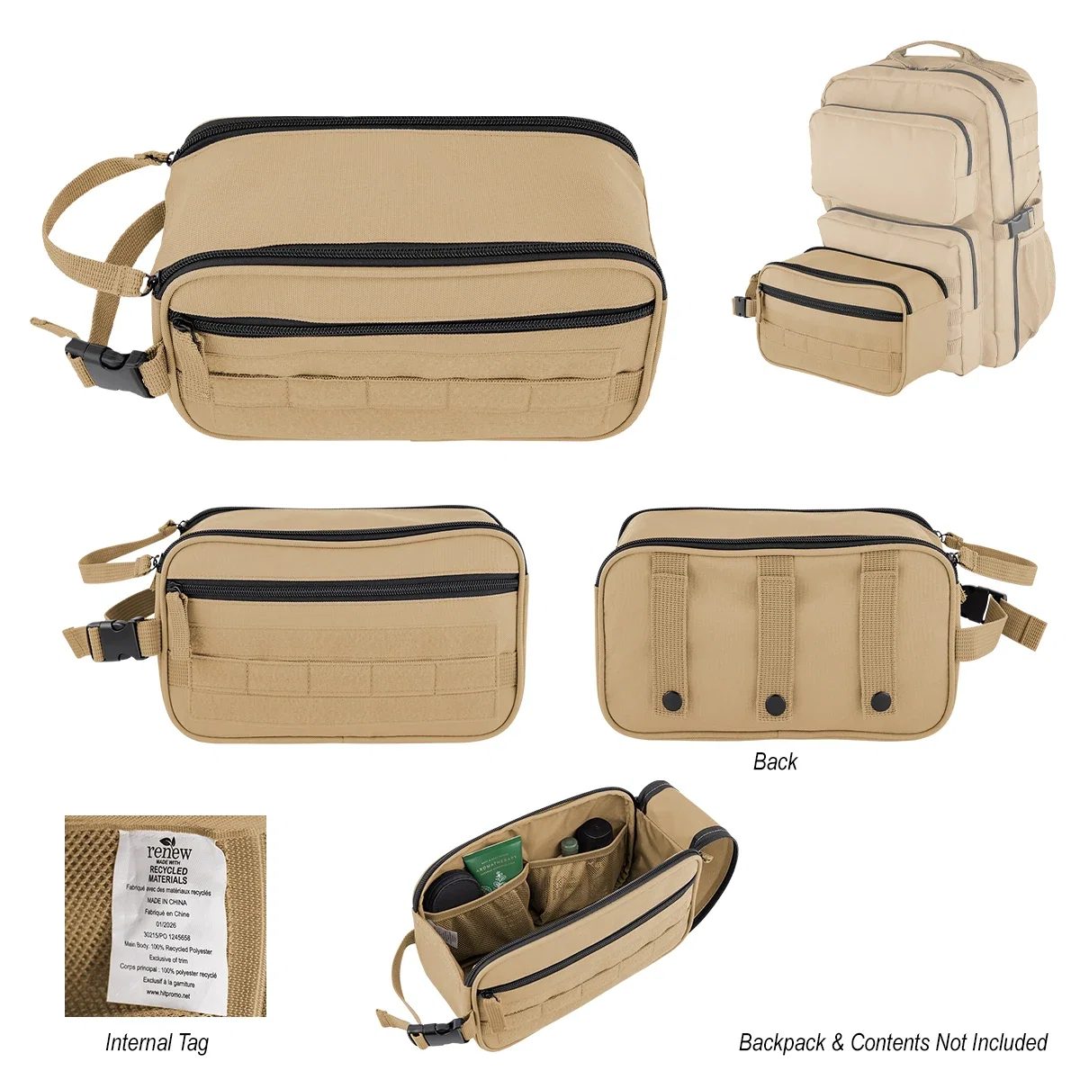 Packed with toiletries for a weekend trip