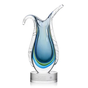 Glass Sculpture Award in Blue, Clear, Green, or Light Blue