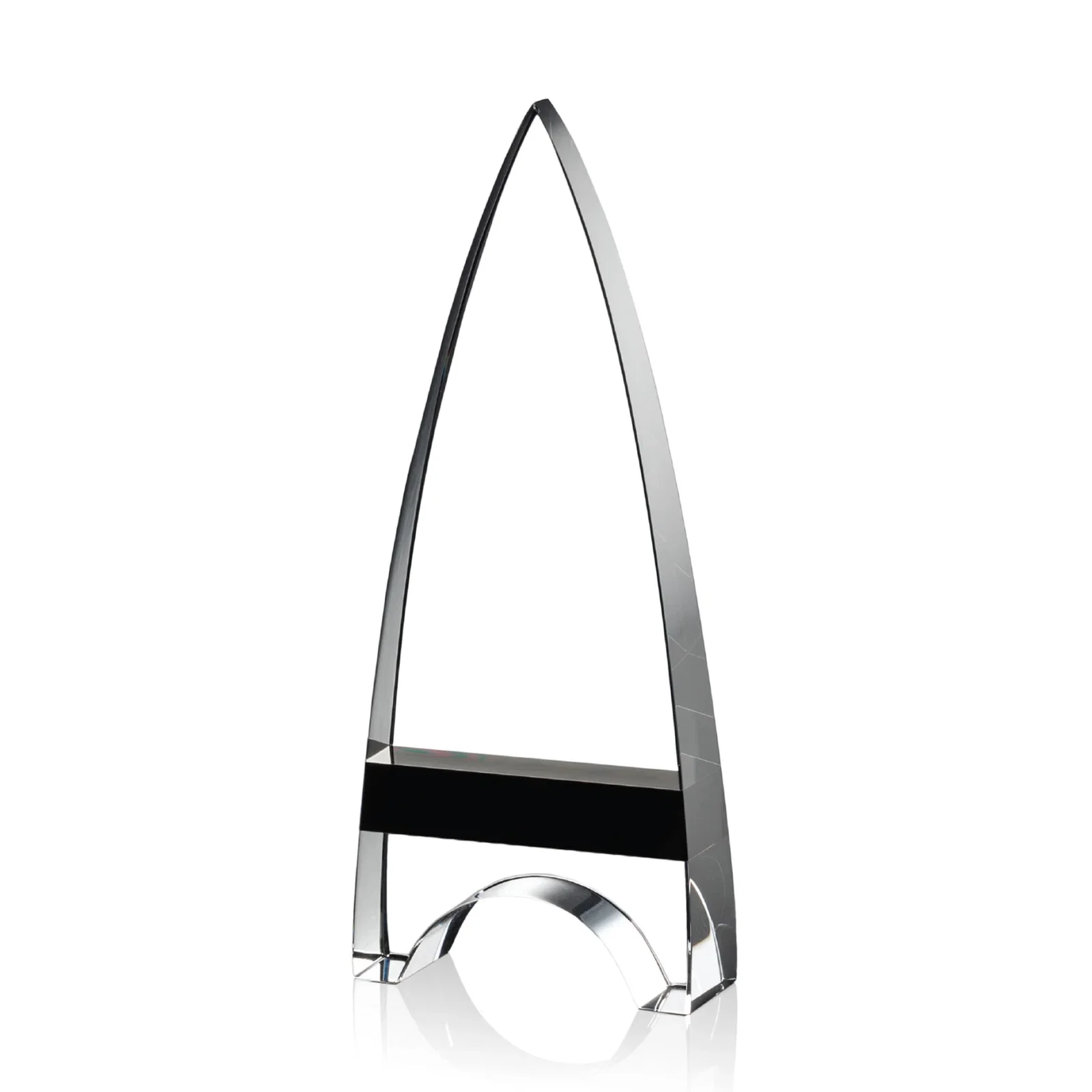 Promotional Optical Crystal Arrowhead Award with an Inlaid Sapphire Accent for sales achievement awards