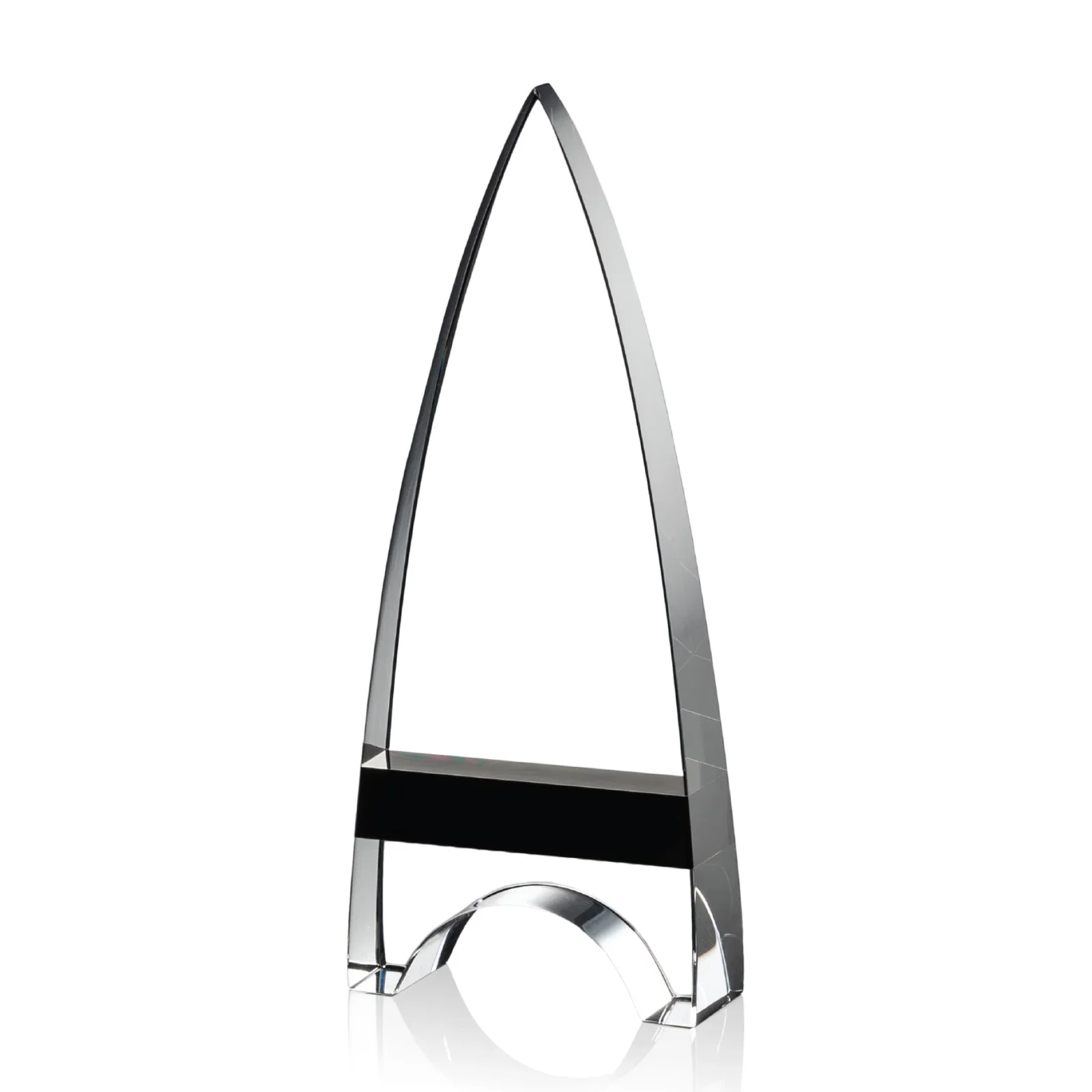 Promotional Optical Crystal Arrowhead Award with an Inlaid Sapphire Accent for retirement presentations