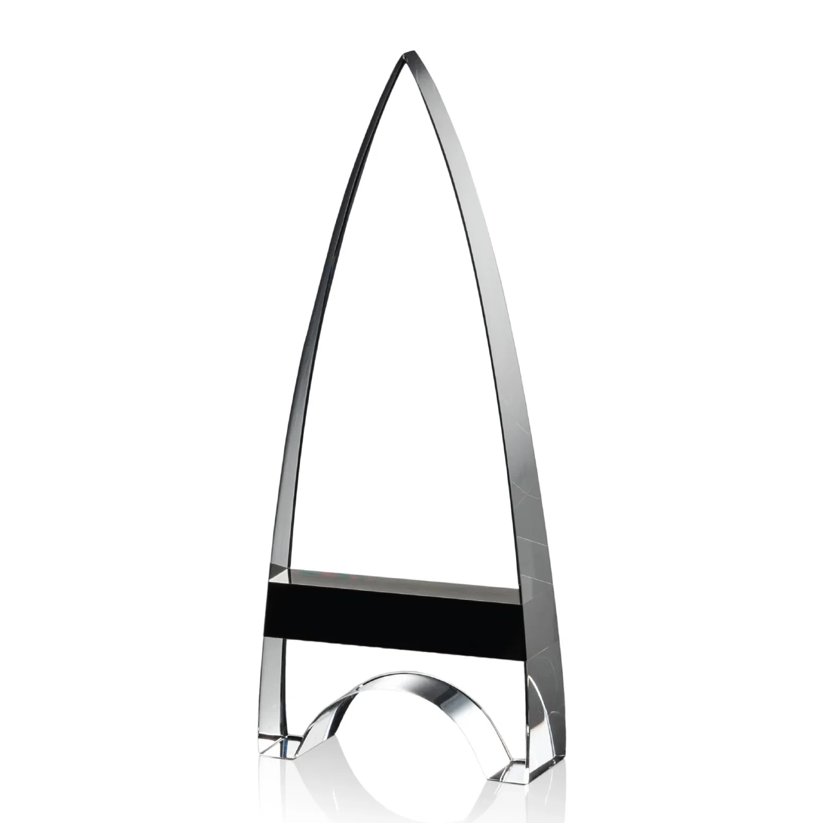 Promotional Optical Crystal Arrowhead Award with an Inlaid Sapphire Accent for team milestone celebrations