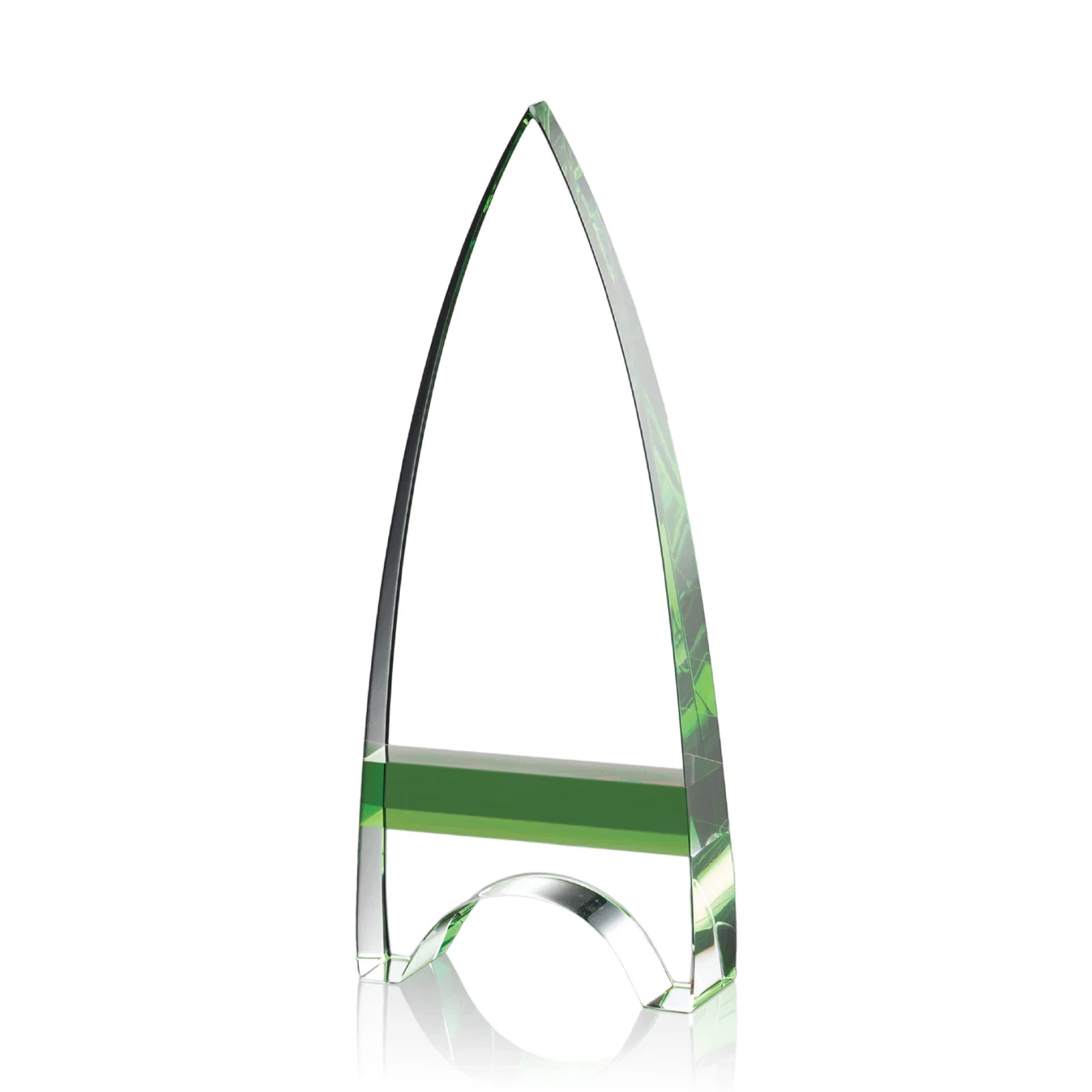 Promotional Optical Crystal Arrowhead Award with an Inlaid Sapphire Accent for donor appreciation