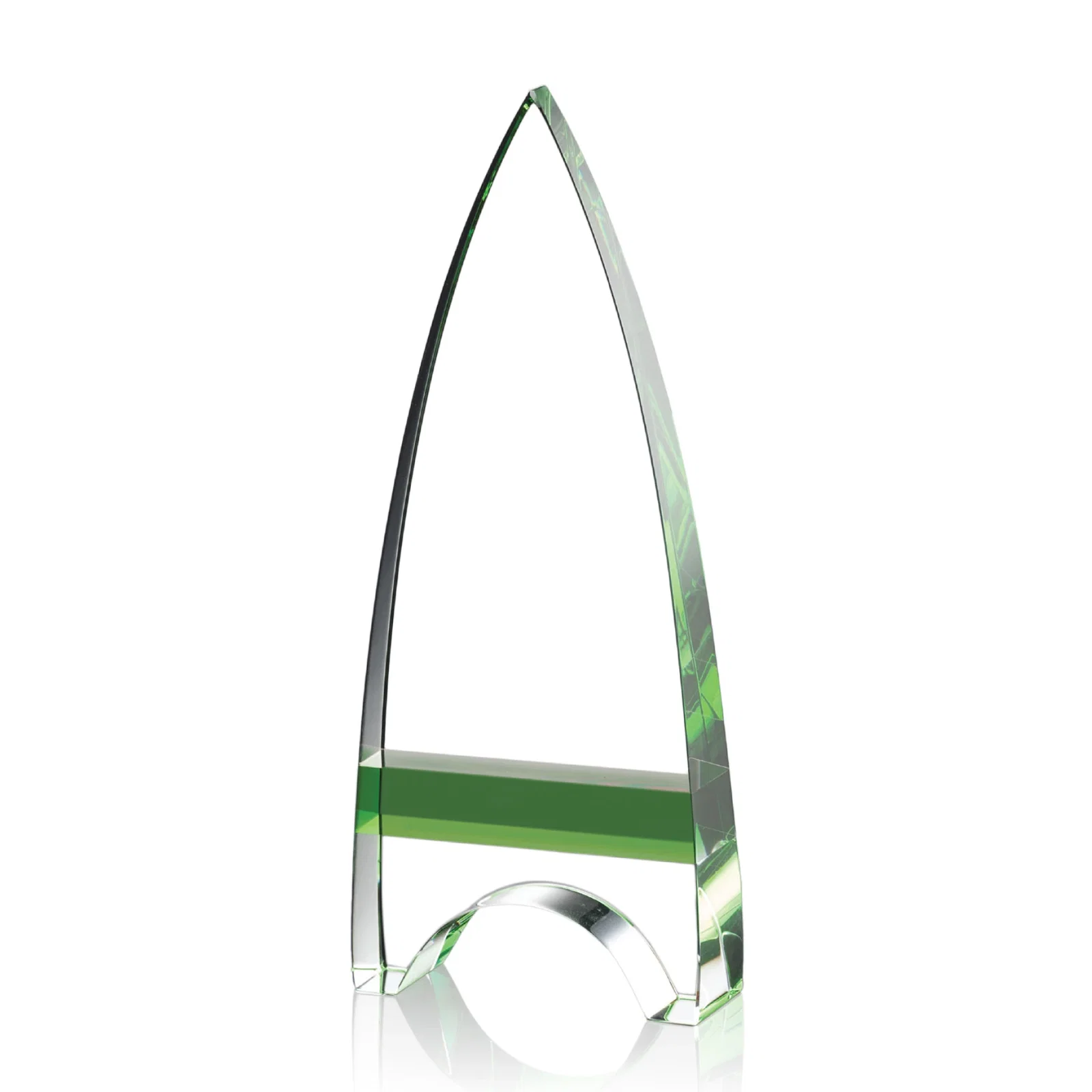 Promotional Optical Crystal Arrowhead Award with an Inlaid Sapphire Accent for graduation ceremonies