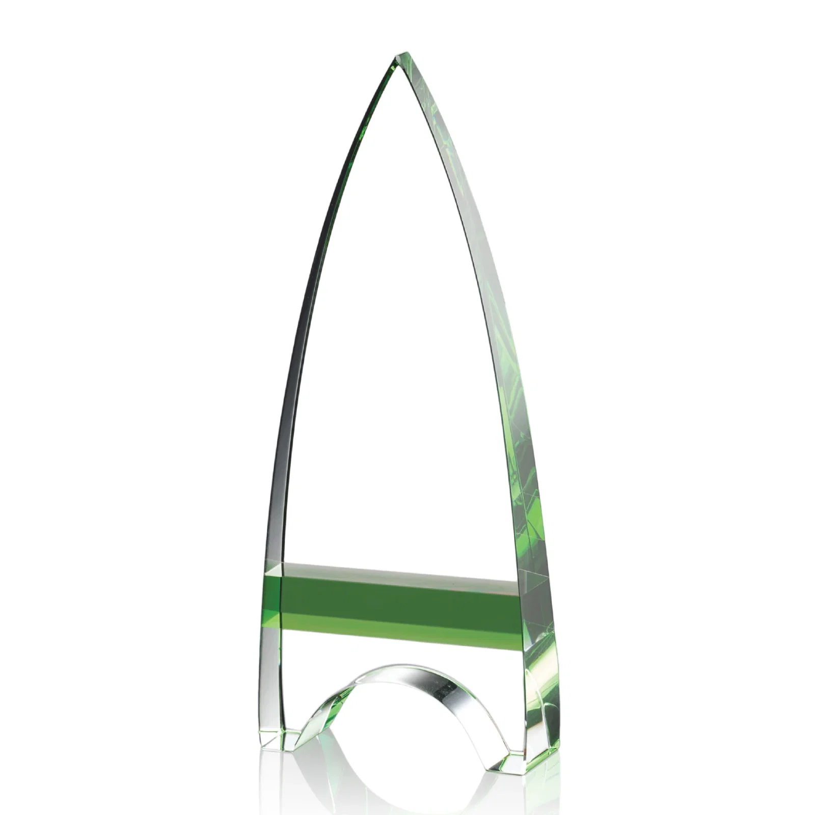 Promotional Optical Crystal Arrowhead Award with an Inlaid Sapphire Accent for safety achievement programs