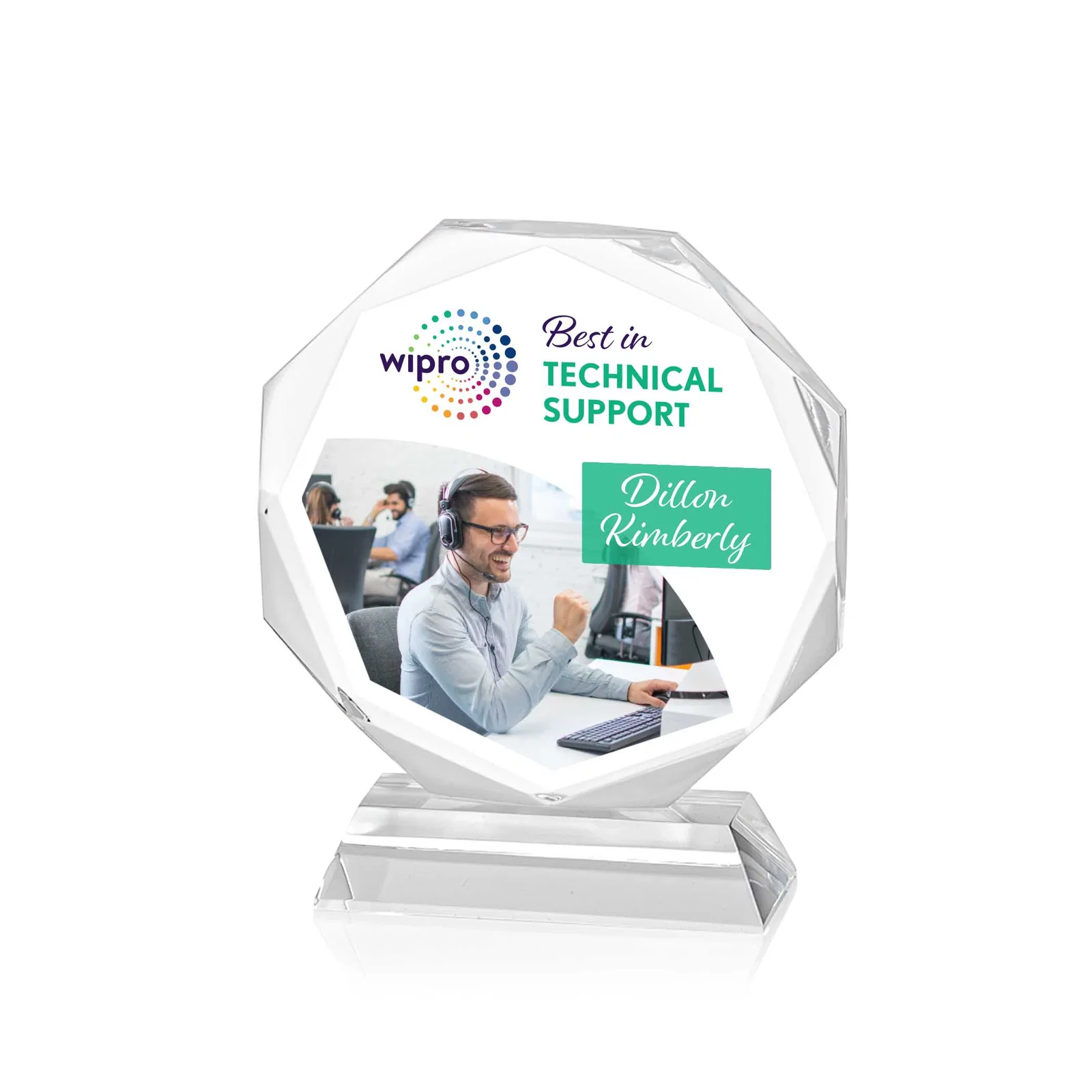 Custom Acrylic Octagon Award with Double-Sided Bevels for graduation ceremonies