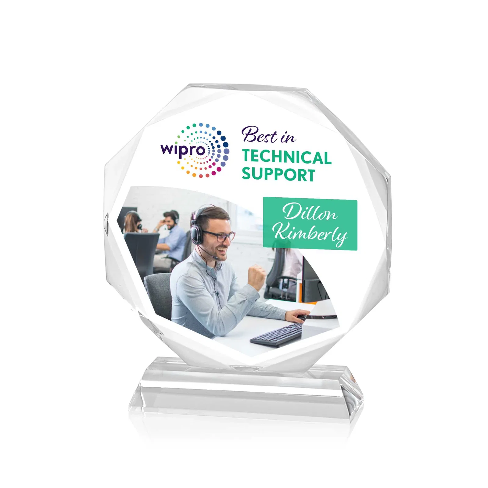 Custom Acrylic Octagon Award with Double-Sided Bevels for safety achievement programs
