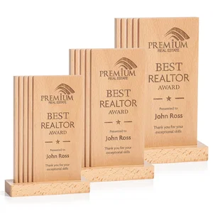 Beechwood Rectangle Award with Left-Side Groove Accent