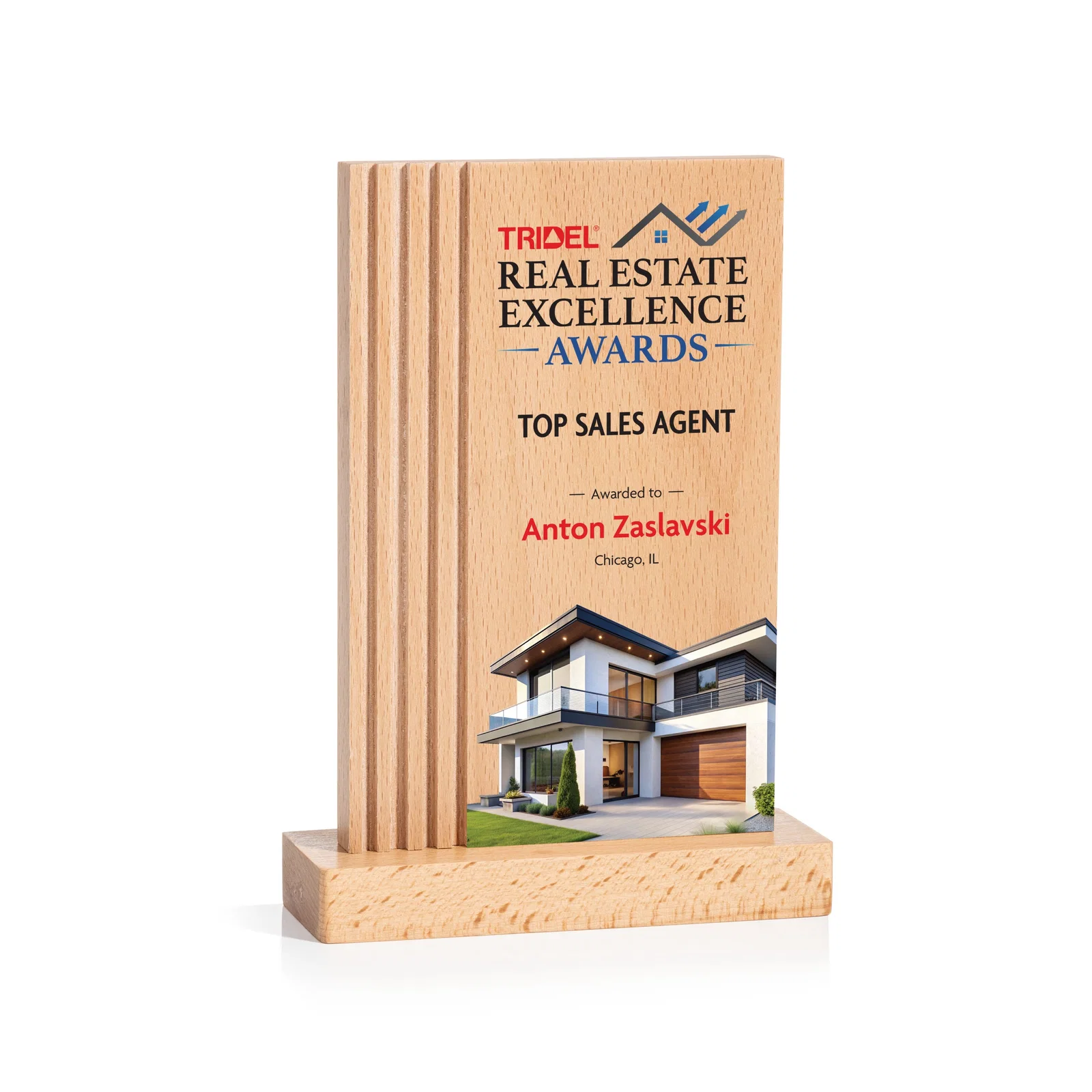 Custom Beechwood Rectangle Award with Left-Side Groove Accent for volunteer appreciation