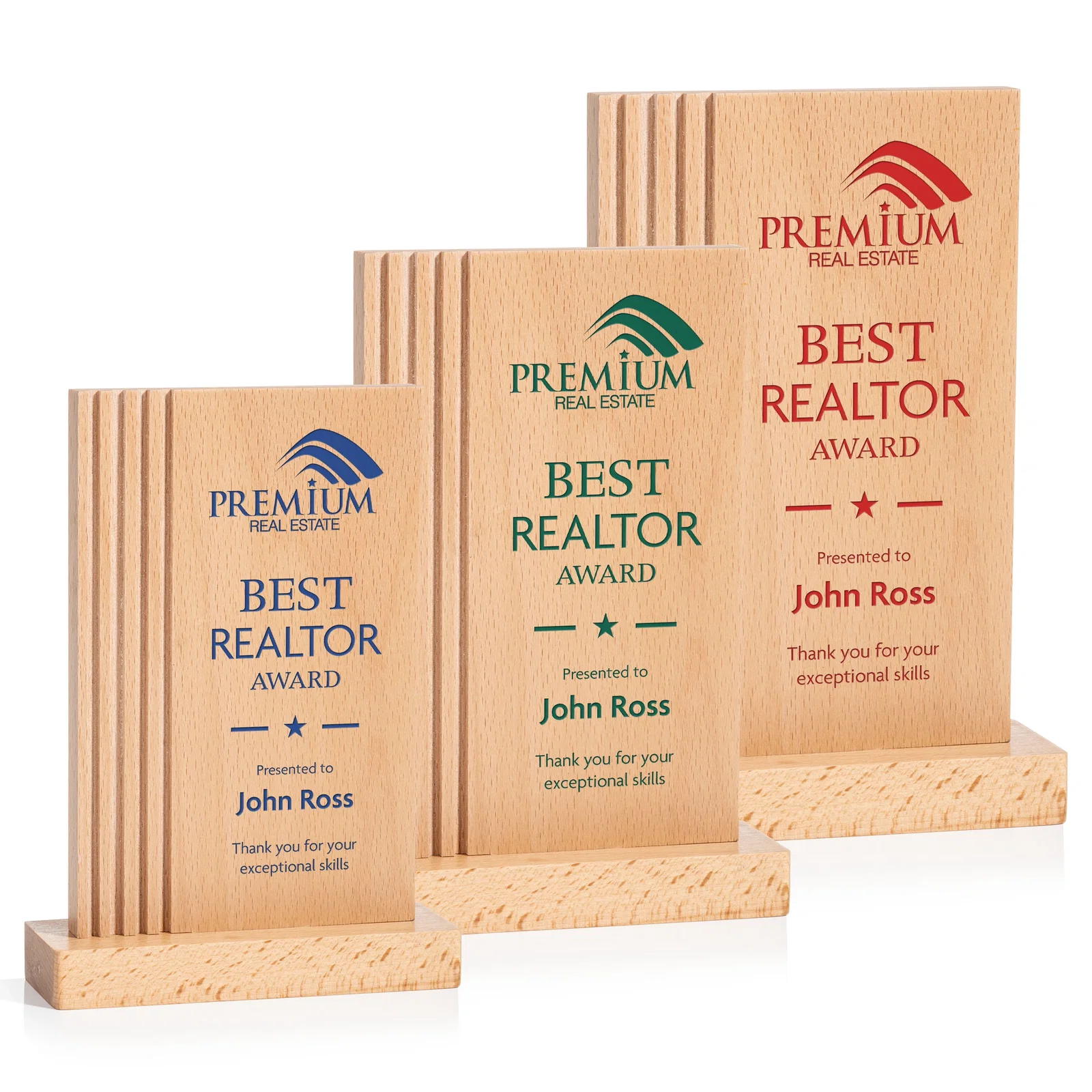 Custom Beechwood Rectangle Award with Left-Side Groove Accent for retirement presentations