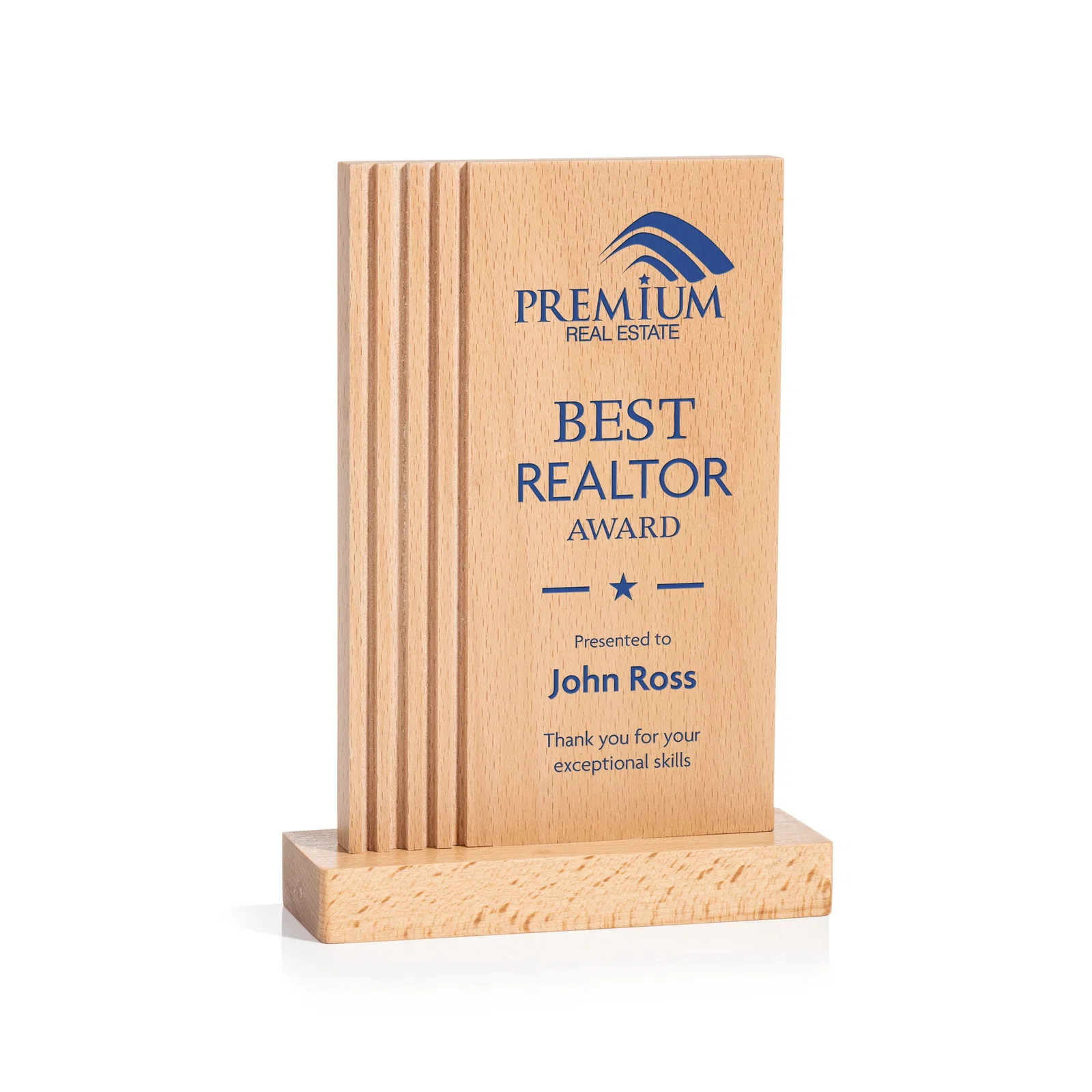 Custom Beechwood Rectangle Award with Left-Side Groove Accent for team milestone celebrations