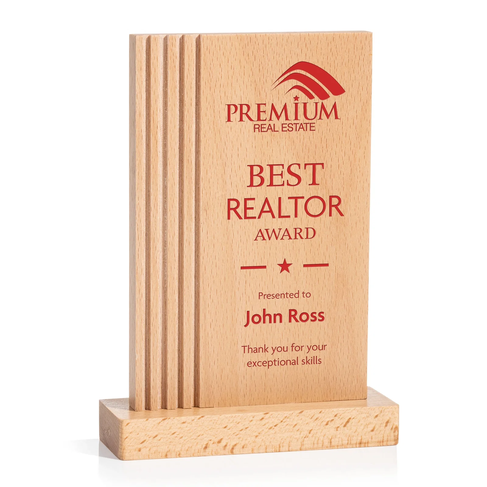 Custom Beechwood Rectangle Award with Left-Side Groove Accent for graduation ceremonies
