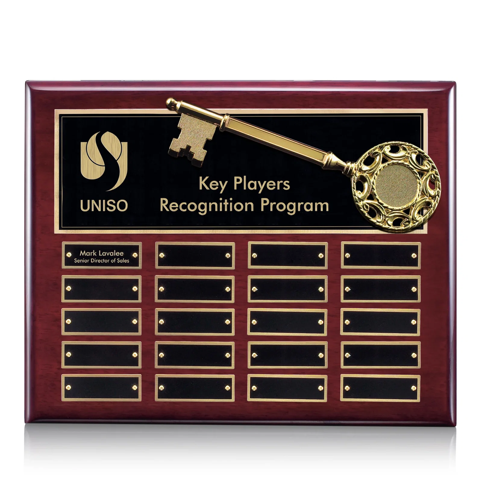 Custom Piano Finish Perpetual Plaque With Gavel Ornament for service anniversary gifts