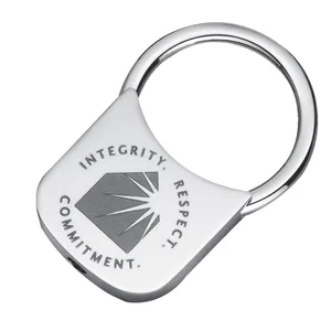 Silver Metal Key Tag Holder, 1.13" x 1.75" in Gift Box, Laser Engraved