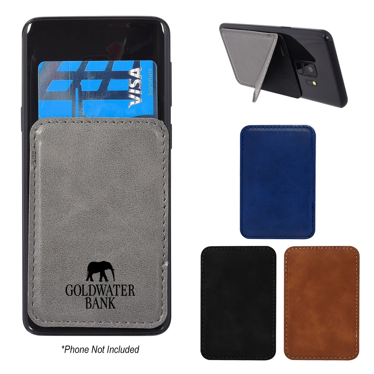 Compact phone wallet that folds out into a kickstand