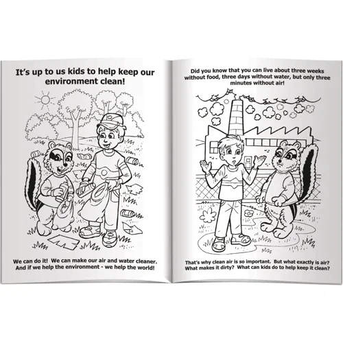 Pack of 4 non-toxic Fun Pak crayons included with clean environment coloring book