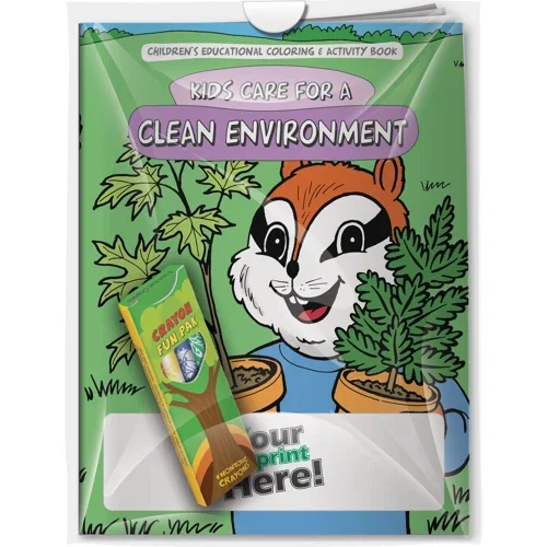 Kids Care for a Clean Environment coloring book and imprinted crayons combo pack