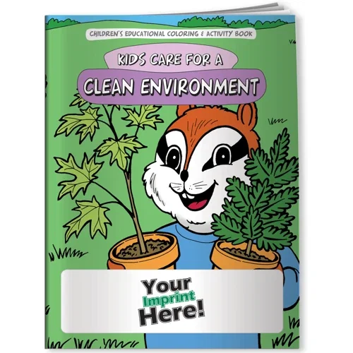 Kids Care for a Clean Environment coloring book cover, recycling and ecology activity book