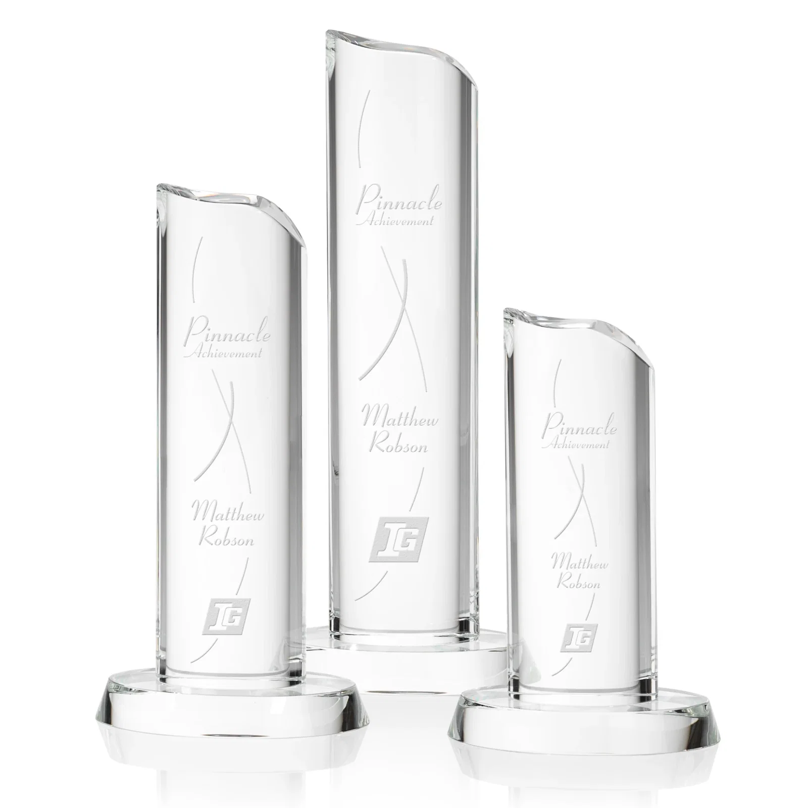 Custom Flared-Top Optical Crystal Tower Award for employee recognition