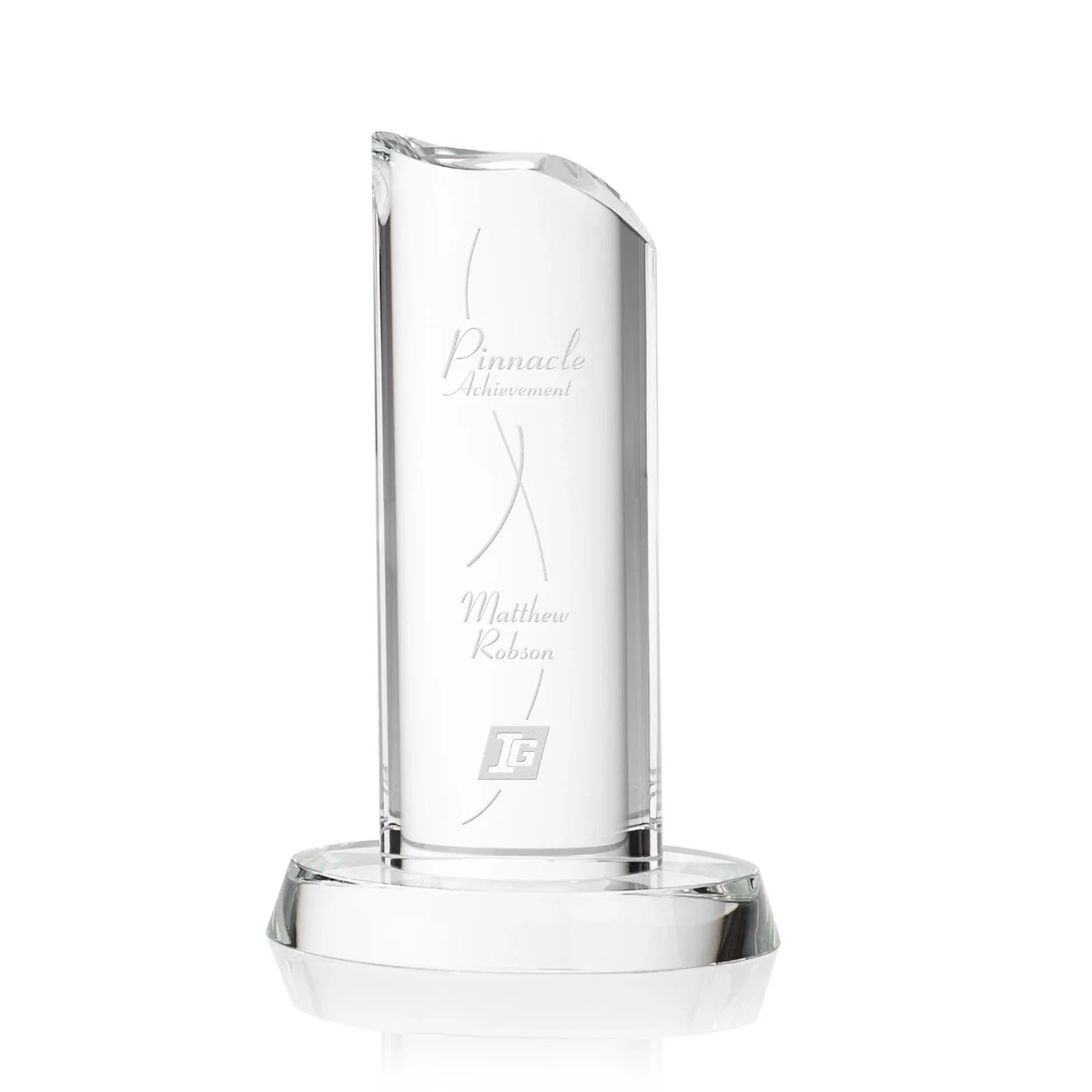 Custom Flared-Top Optical Crystal Tower Award for corporate award ceremonies