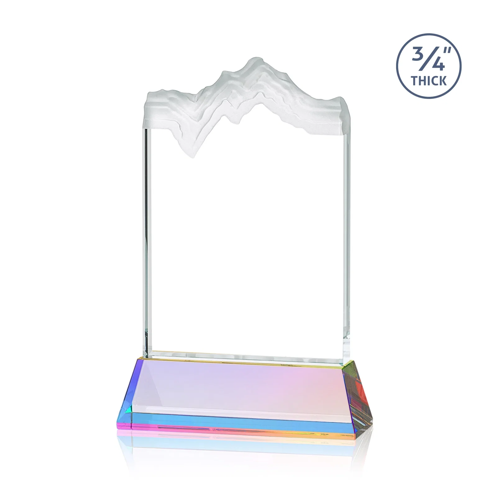 Personalized Starfire Crystal Award with Deep Carved Frosted Peak, awards, with your logo for sales achievement awards