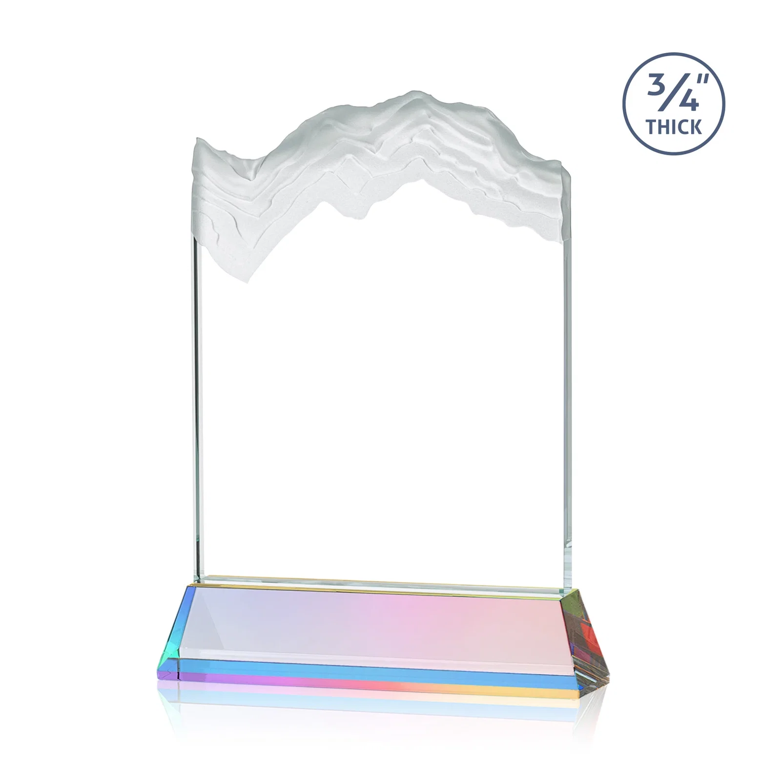Personalized Starfire Crystal Award with Deep Carved Frosted Peak, awards, with your logo for retirement presentations