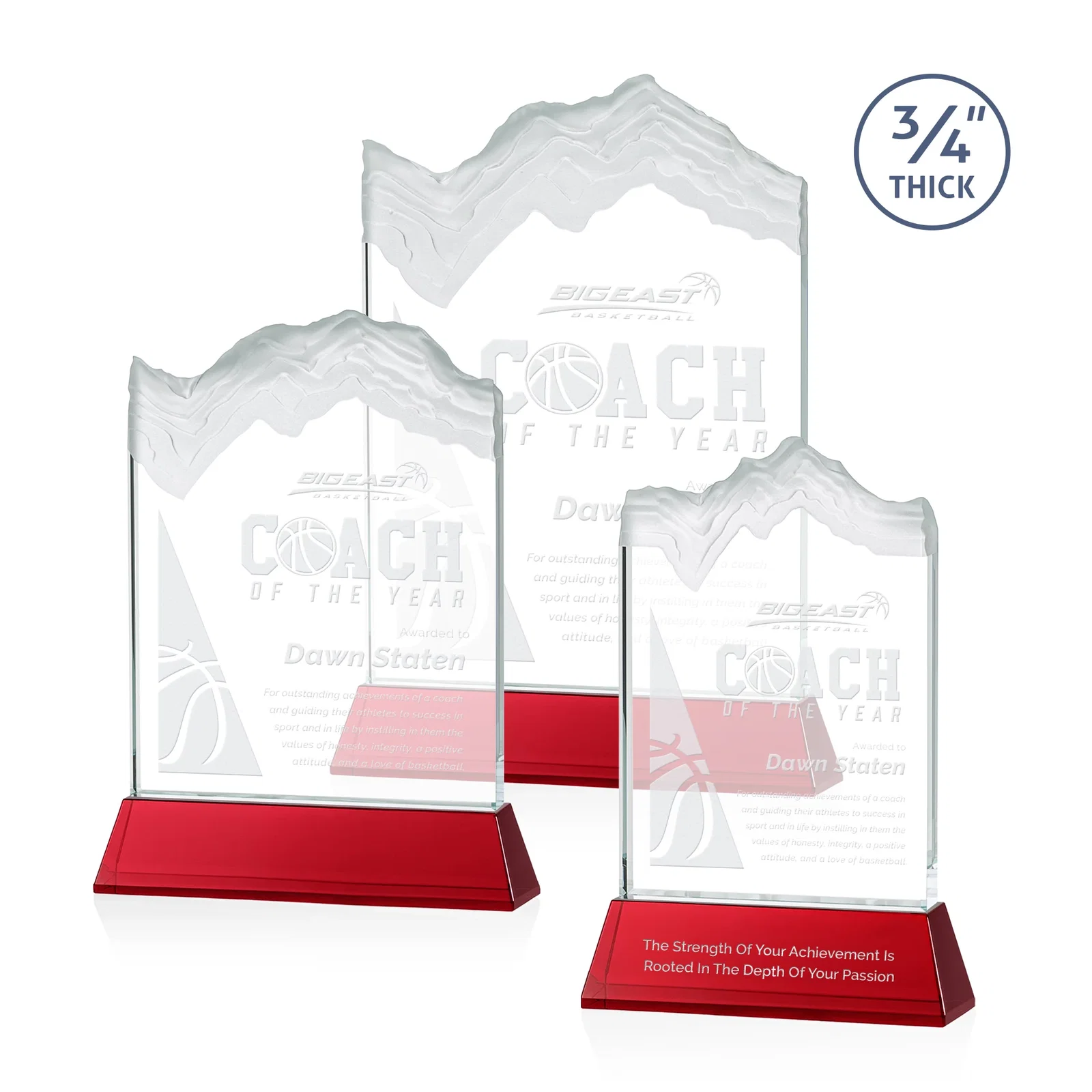 Personalized Starfire Crystal Award with Deep Carved Frosted Peak, awards for safety achievement programs