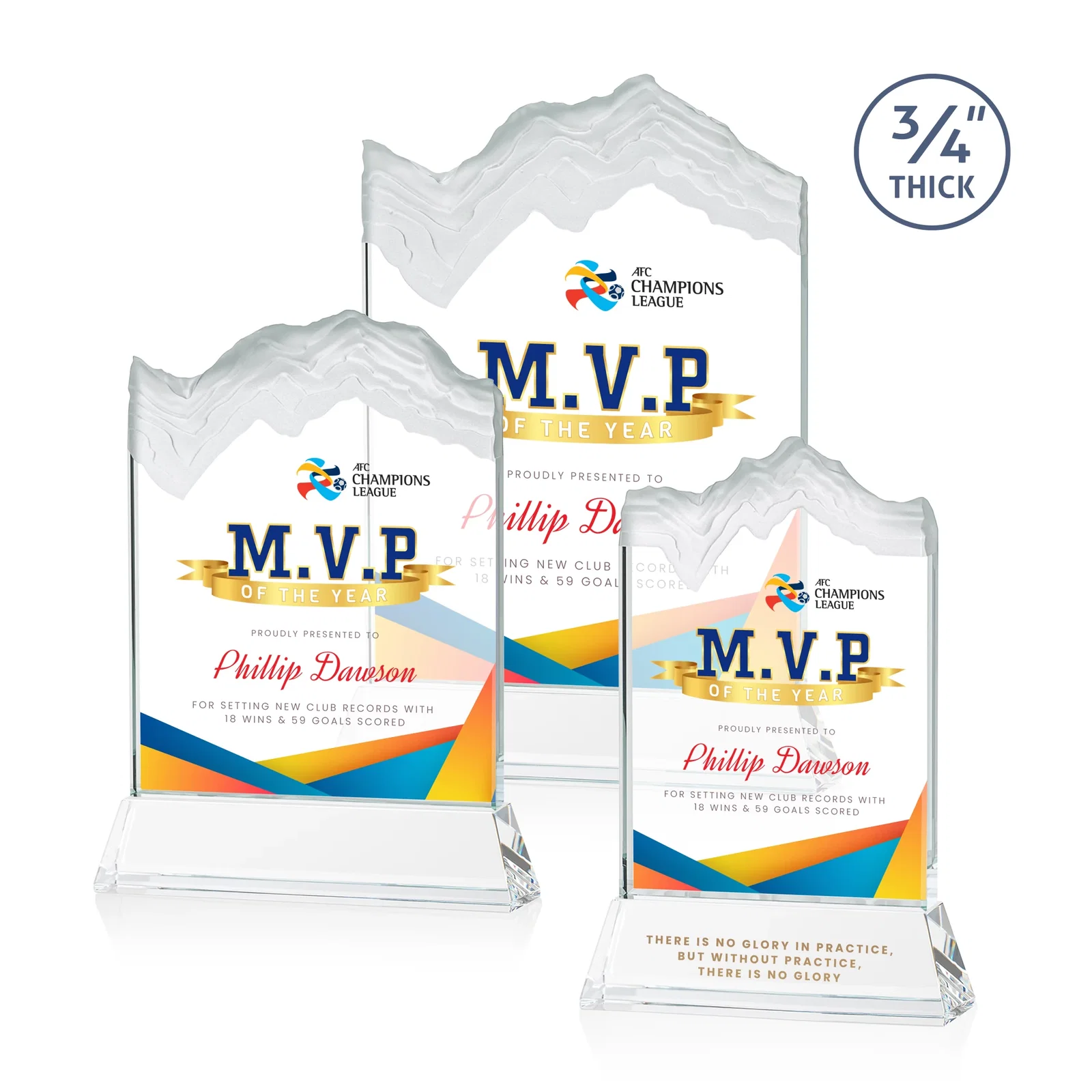 Promotional Starfire Crystal Award with Deep Carved Frosted Peak, awards for safety achievement programs