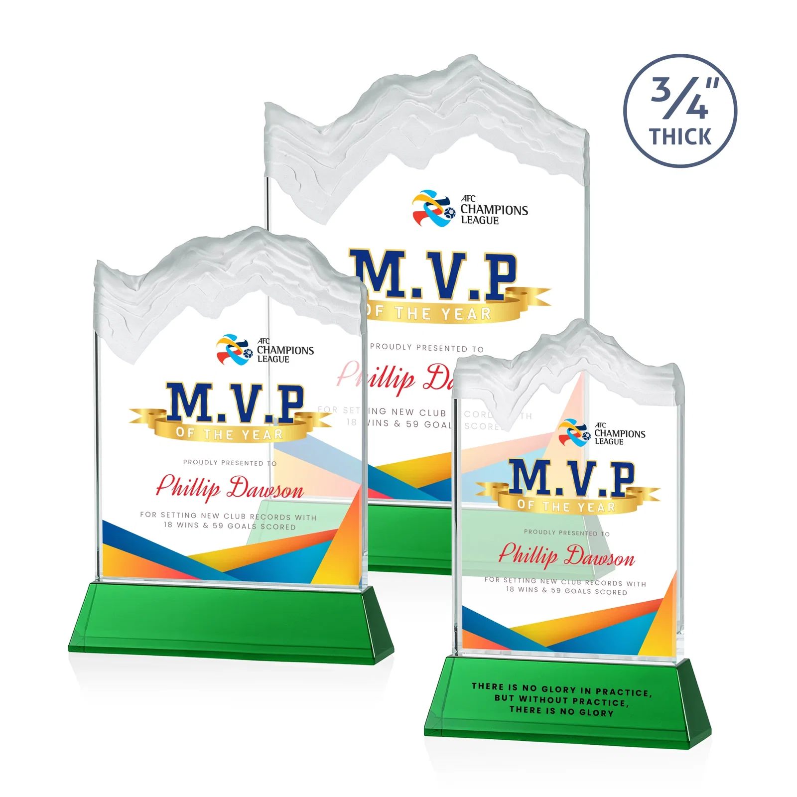 Branded Starfire Crystal Award with Deep Carved Frosted Peak, awards for employee recognition