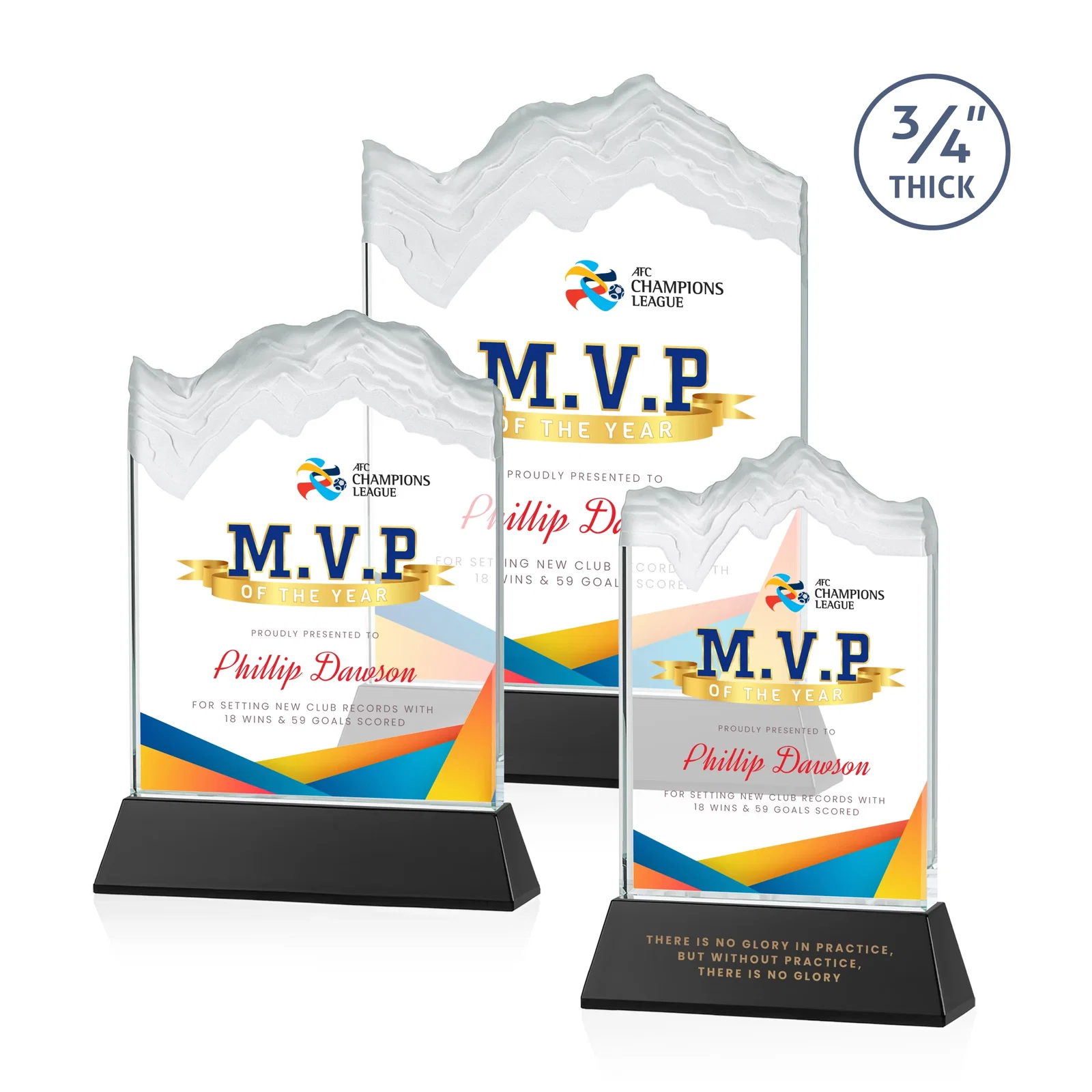 Branded Starfire Crystal Award with Deep Carved Frosted Peak, awards for safety achievement programs
