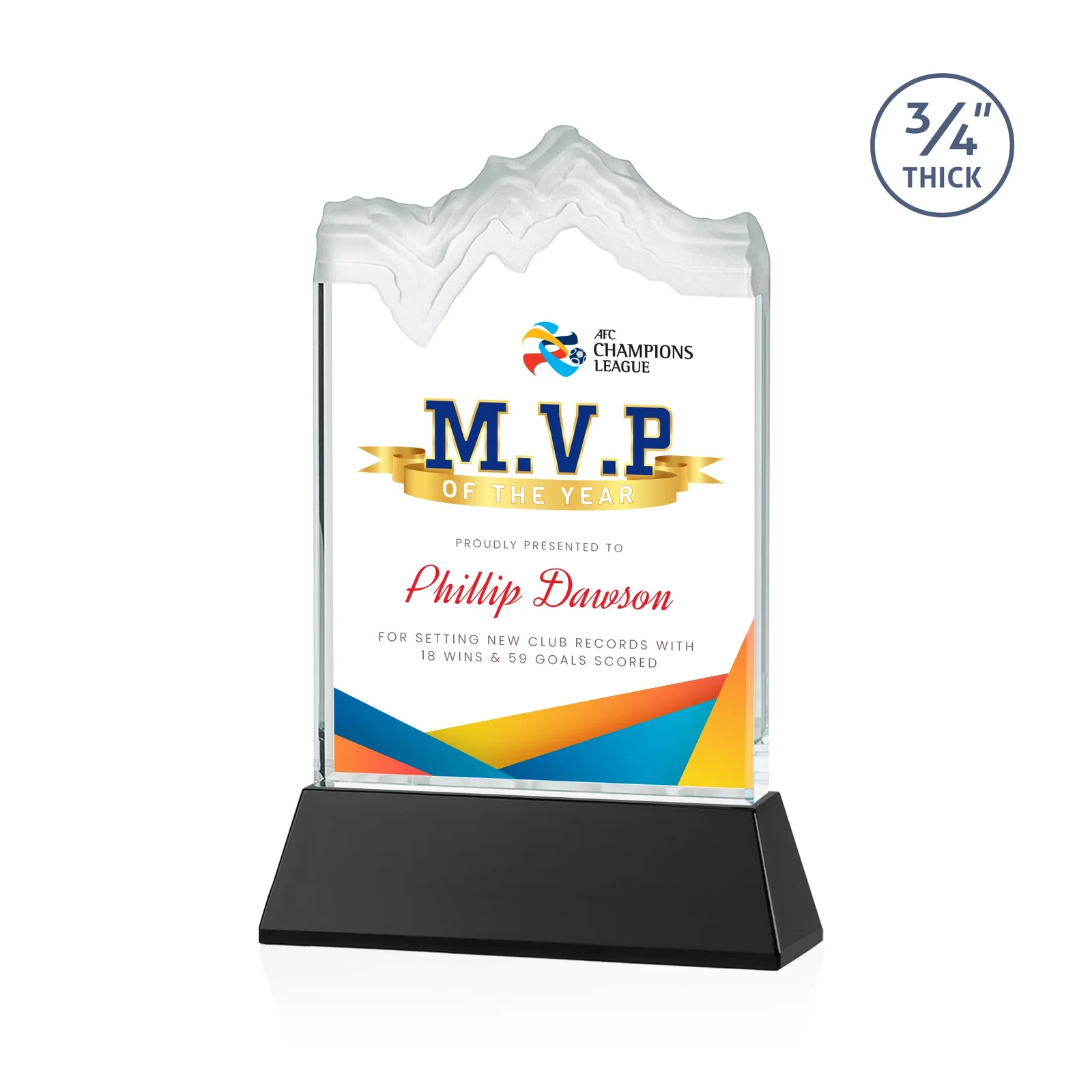 Branded Starfire Crystal Award with Deep Carved Frosted Peak, awards for dealer and partner awards