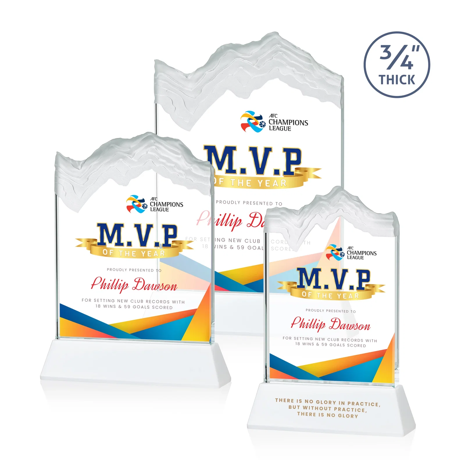 Customized Starfire Crystal Award with Deep Carved Frosted Peak, awards for employee recognition