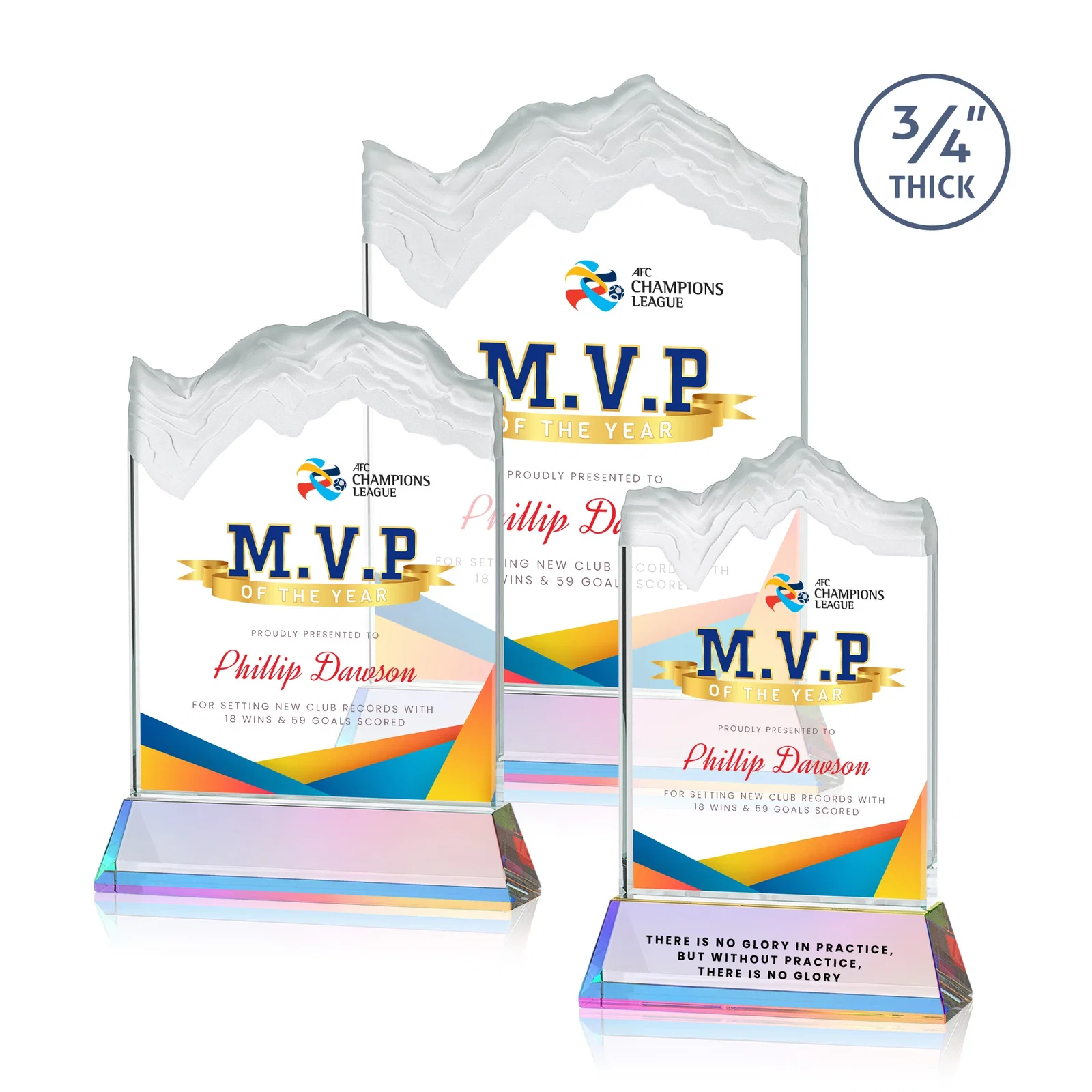 Customized Starfire Crystal Award with Deep Carved Frosted Peak, awards for safety achievement programs