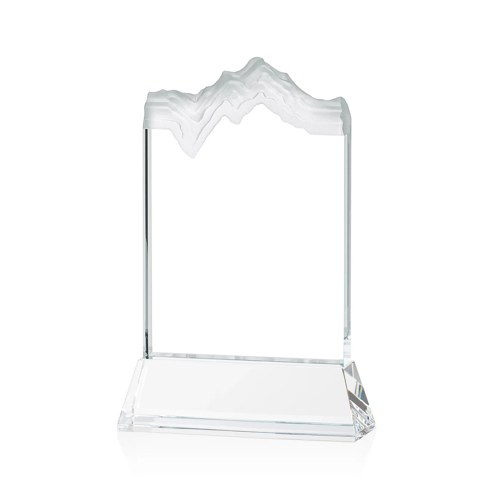 Custom engraved Starfire Crystal Award with Deep Carved Frosted Peak, awards for employee recognition
