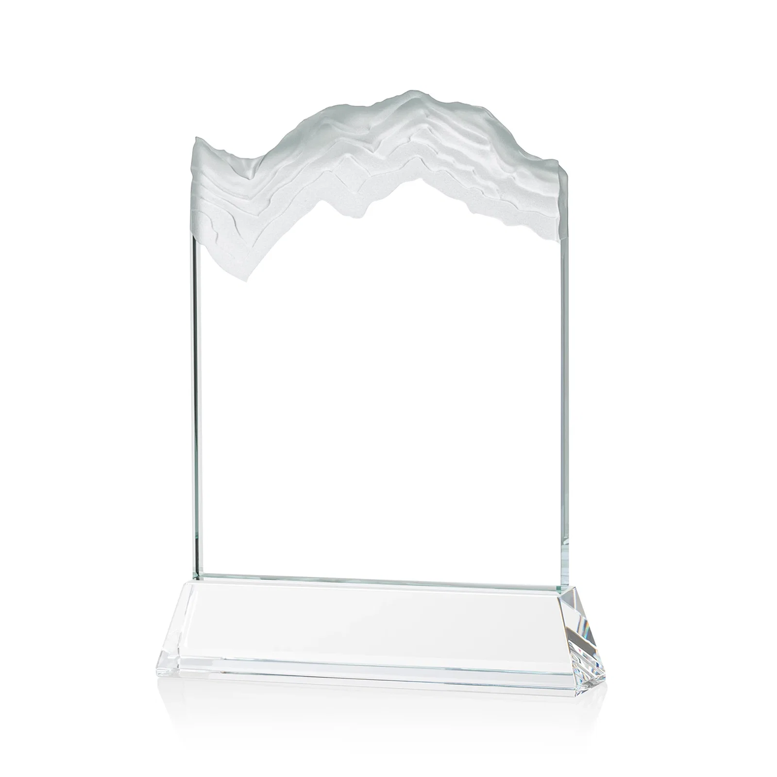 Custom engraved Starfire Crystal Award with Deep Carved Frosted Peak, awards for corporate award ceremonies