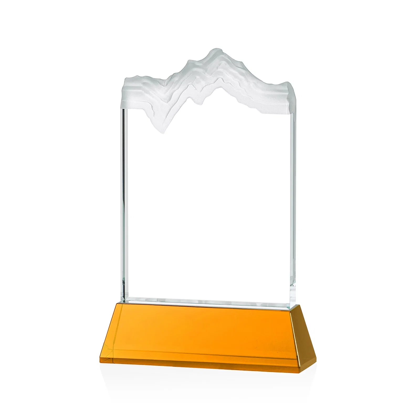 Custom engraved Starfire Crystal Award with Deep Carved Frosted Peak, awards for sales achievement awards