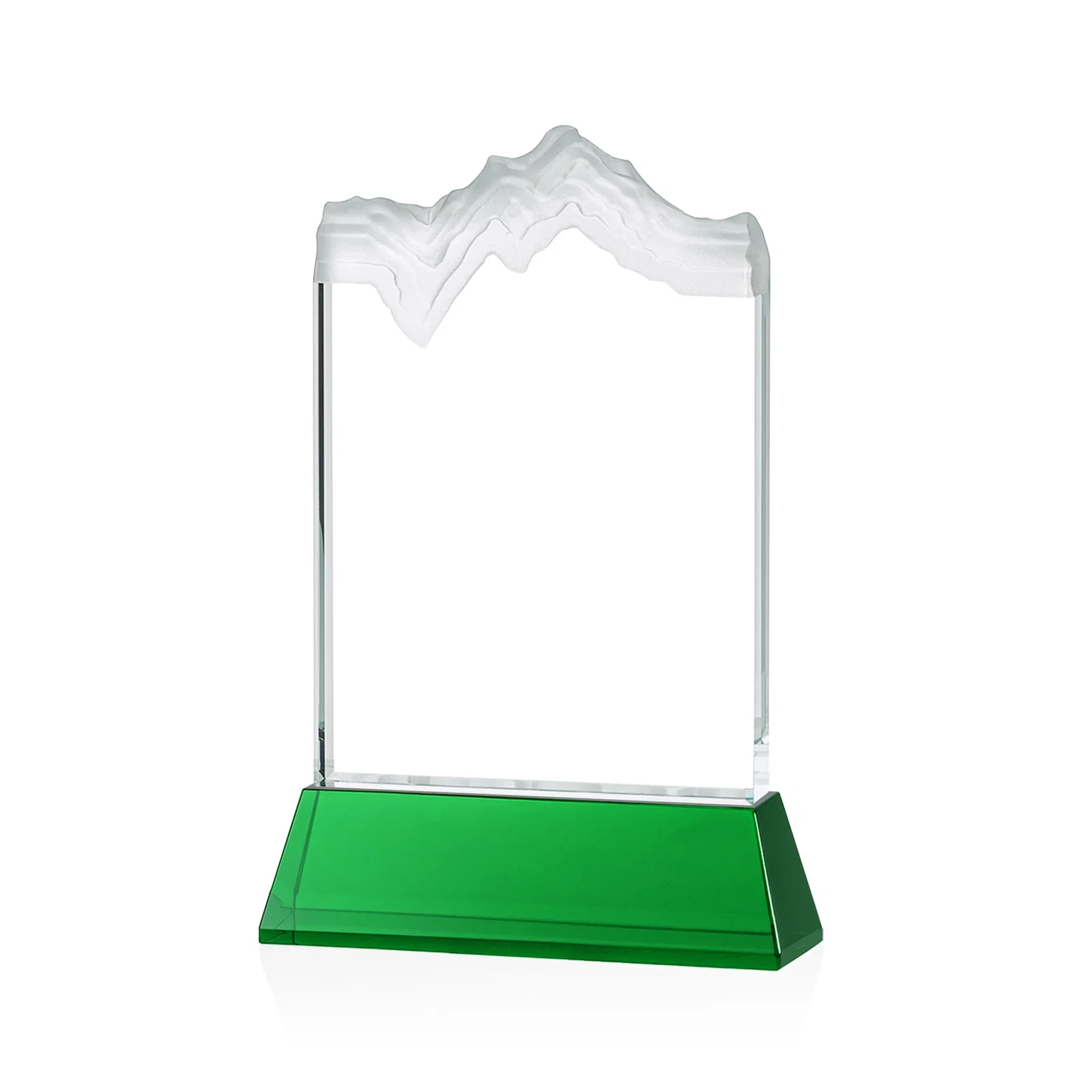 Custom engraved Starfire Crystal Award with Deep Carved Frosted Peak, awards for donor appreciation