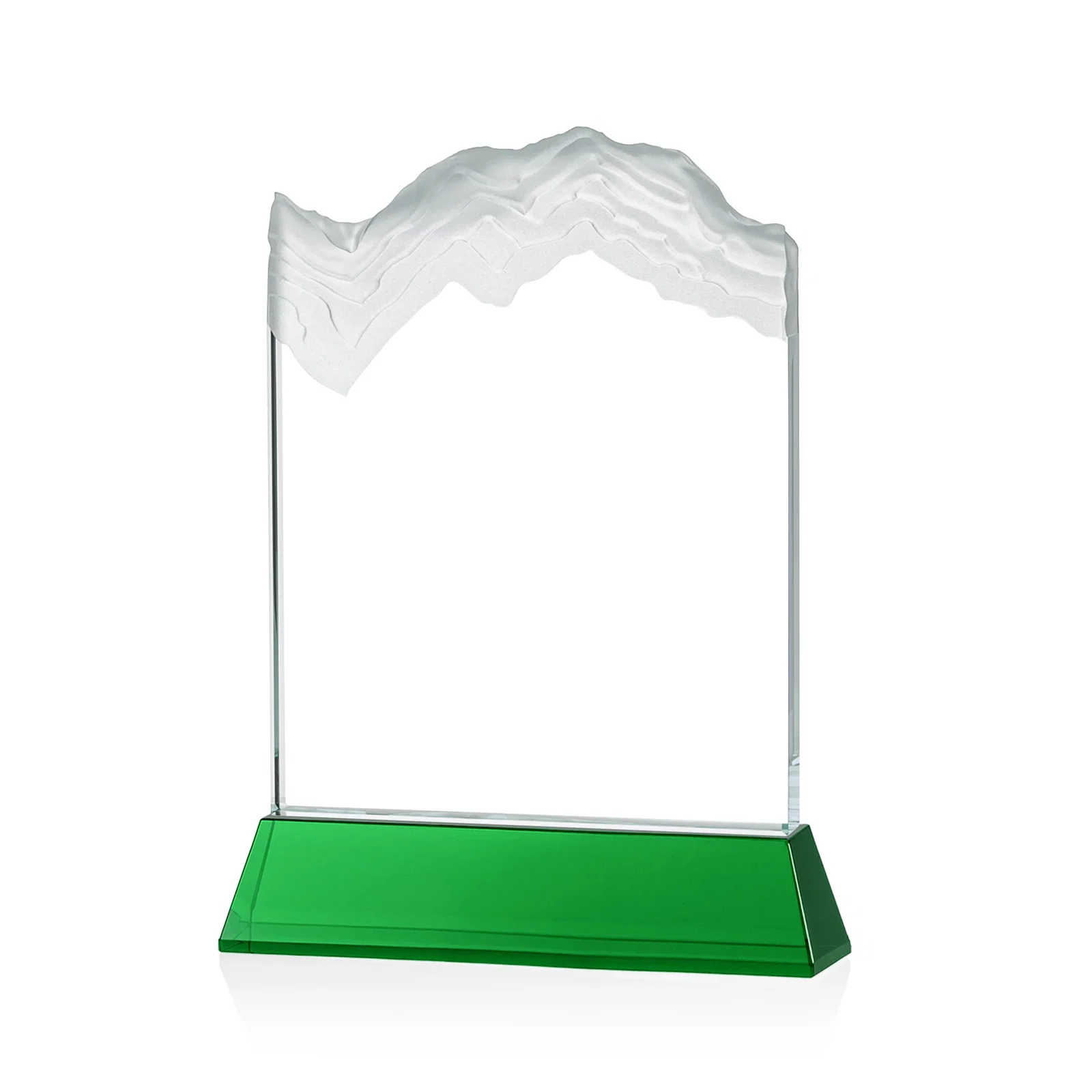 Custom engraved Starfire Crystal Award with Deep Carved Frosted Peak, awards for graduation ceremonies