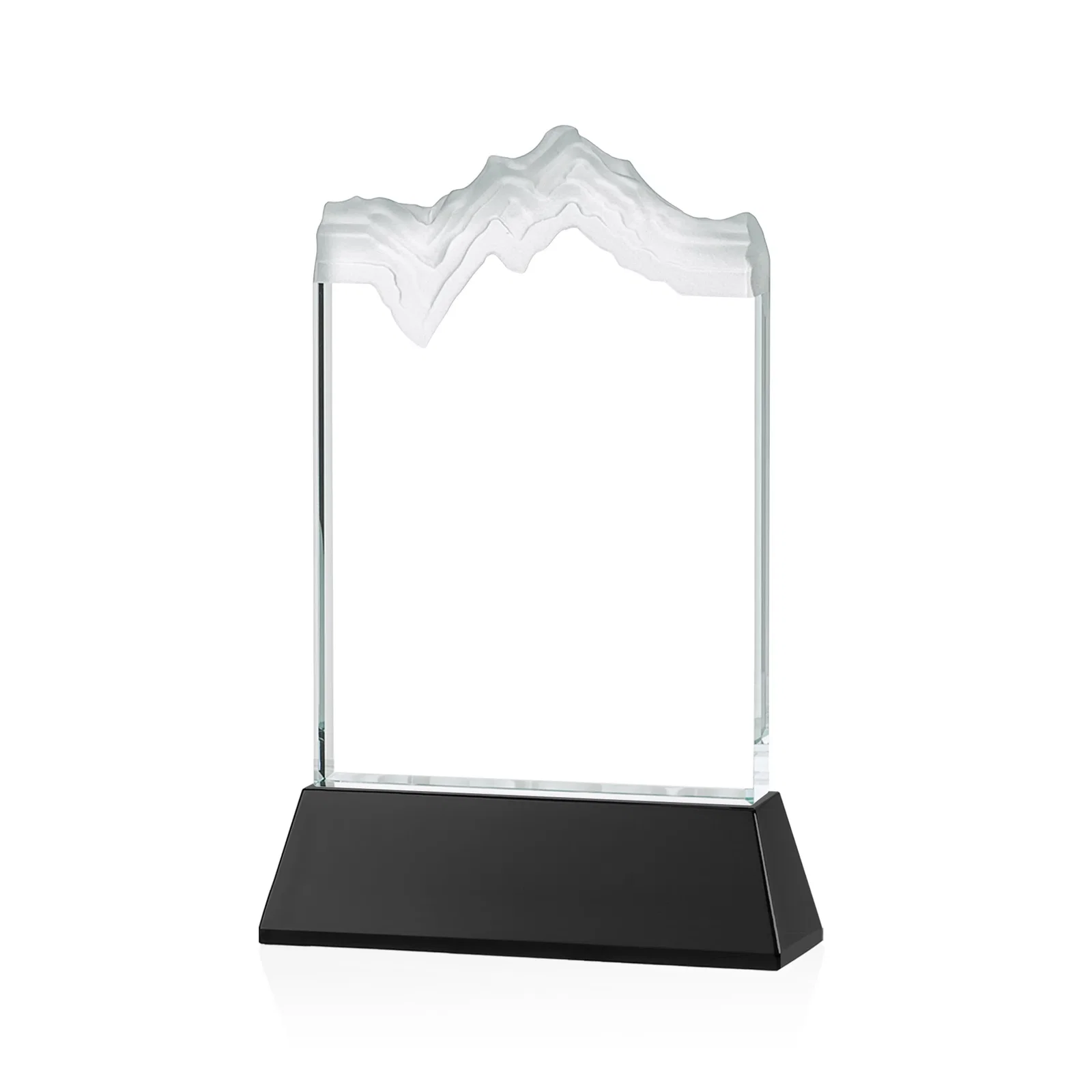 Custom engraved Starfire Crystal Award with Deep Carved Frosted Peak, awards for volunteer appreciation