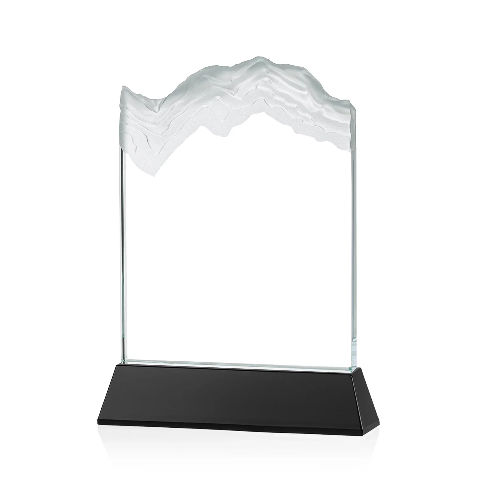 Custom engraved Starfire Crystal Award with Deep Carved Frosted Peak, awards for dealer and partner awards