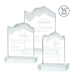 Jade Crystal Award With A 3/4-Inch Deep-Carved Frosted Peak