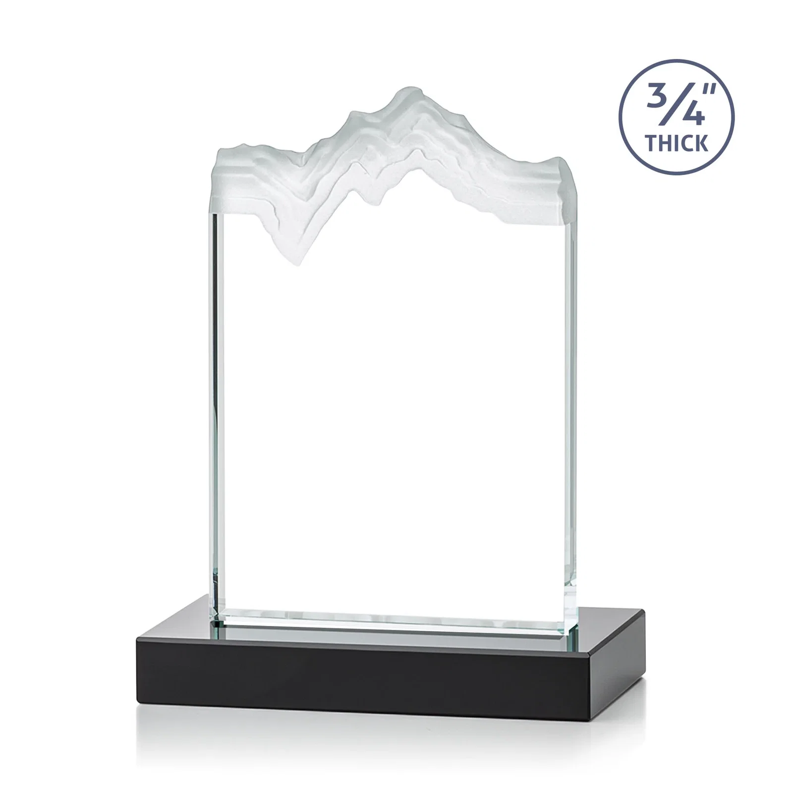 Personalized Jade Crystal Award With A 3/4-Inch Deep-Carved Frosted Peak, with your logo for team milestone celebrations