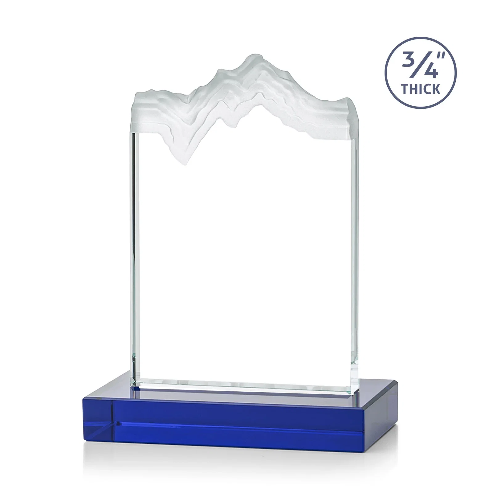 Personalized Jade Crystal Award With A 3/4-Inch Deep-Carved Frosted Peak, with your logo for graduation ceremonies