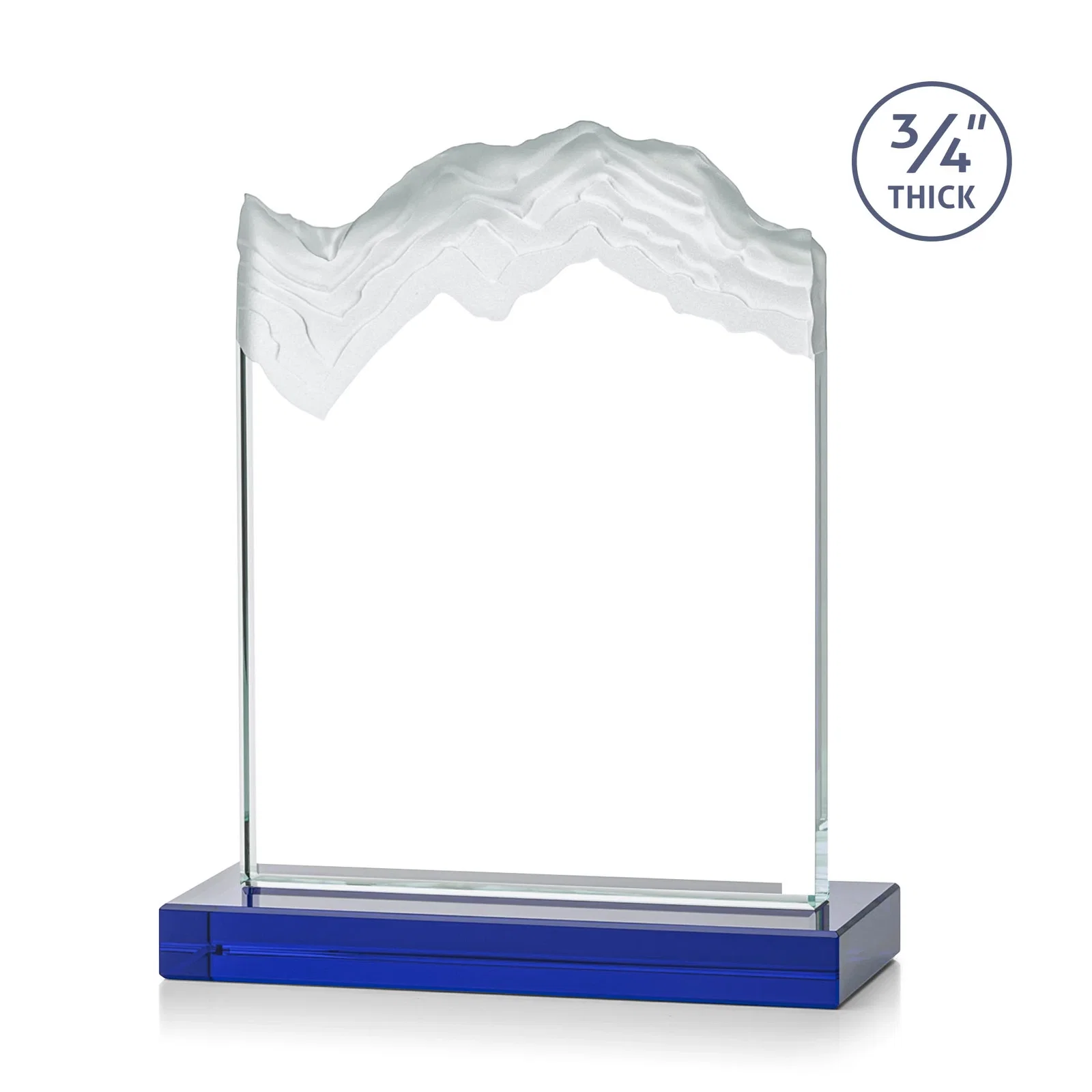 Personalized Jade Crystal Award With A 3/4-Inch Deep-Carved Frosted Peak, with your logo for safety achievement programs